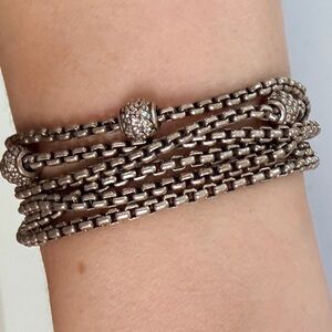 David Yurman 6-Row Box Chain Bracelet with Pavé Diamond Stations 💫